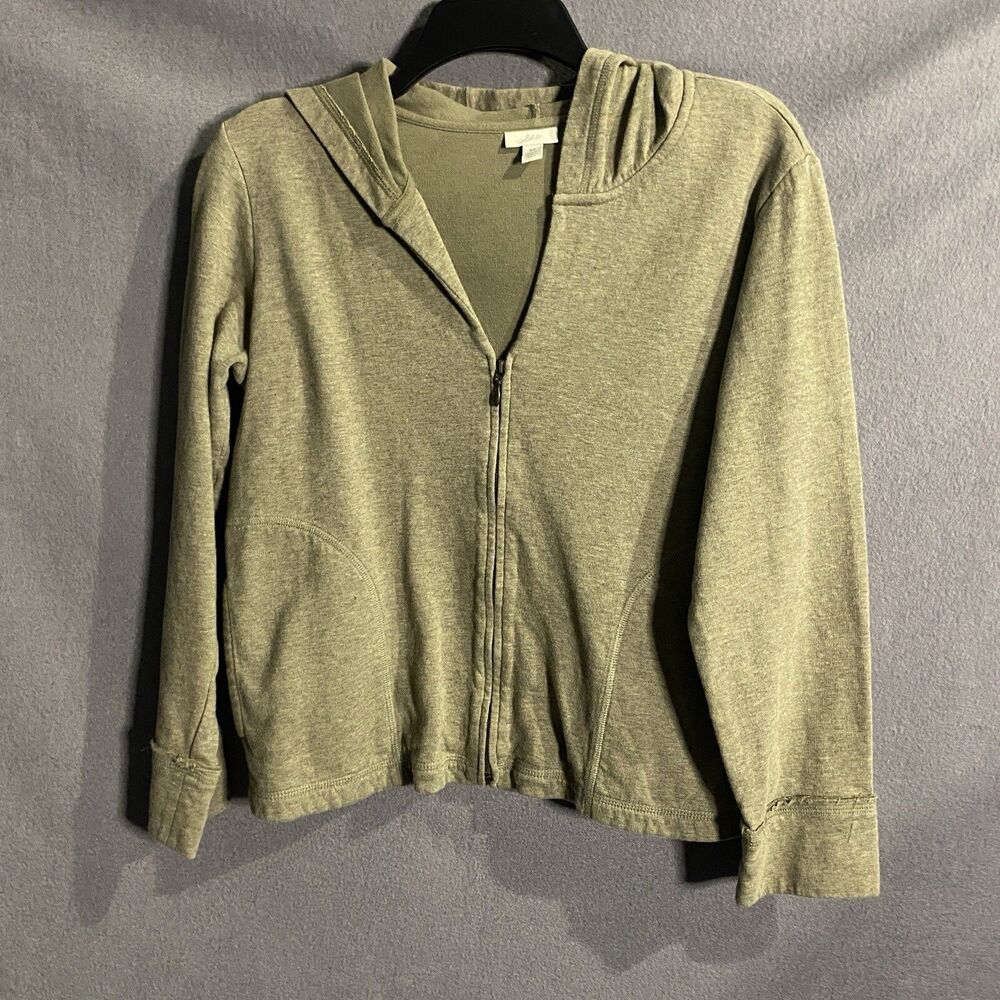j jill crop jacket small green basic organic cotton 21" bust forest cropped A20